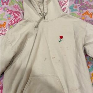 Tan riot society rose embroidered hoodie